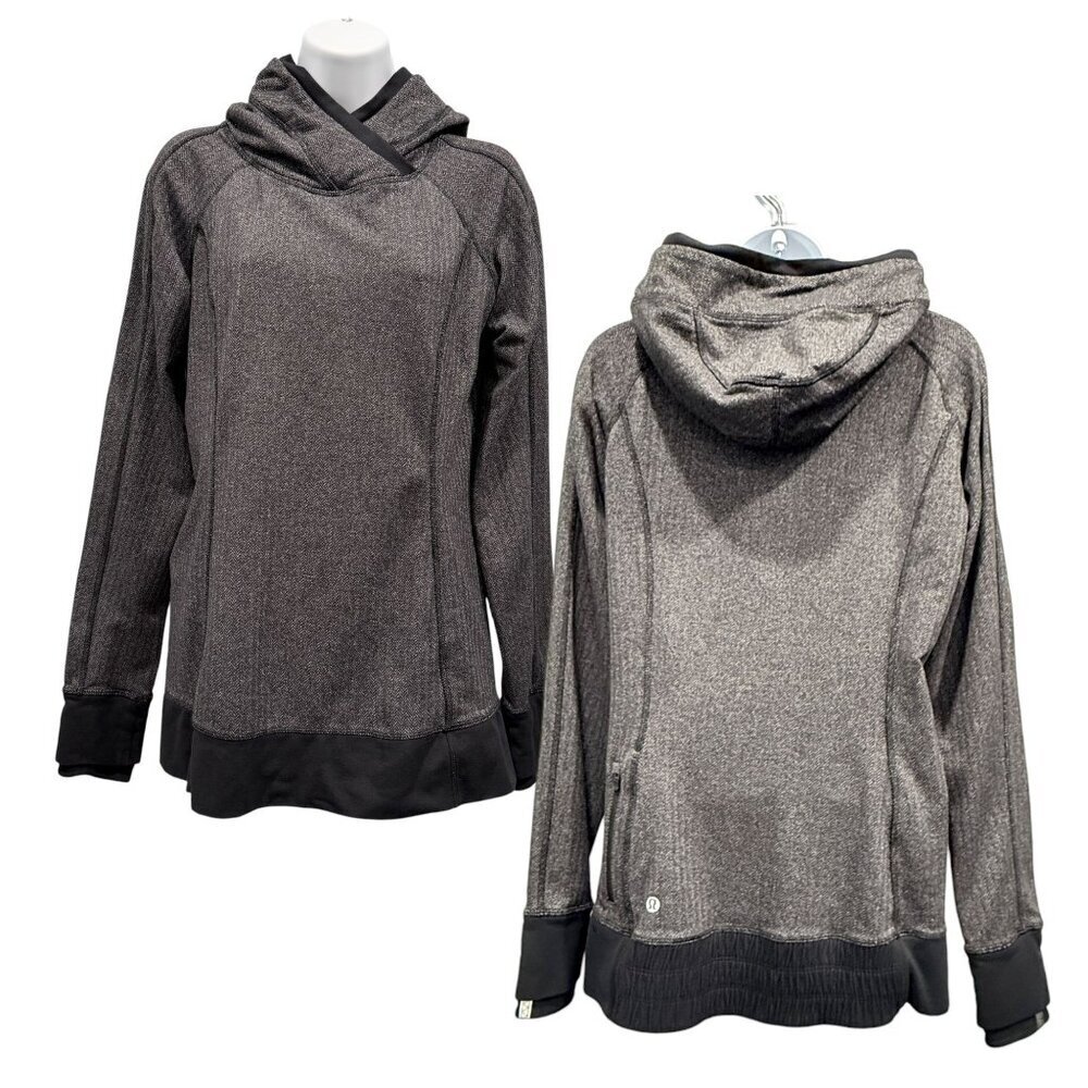 Lululemon Think Fast Pullover Hoodie Sweatshirt Running Herringbone‎ Womens 8